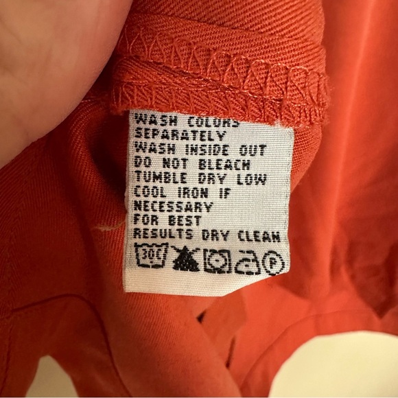 Tommy Bahama Men L 100% Silk Camp Shirt Orange Button Shirt Collared Solid Color - Picture 8 of 8